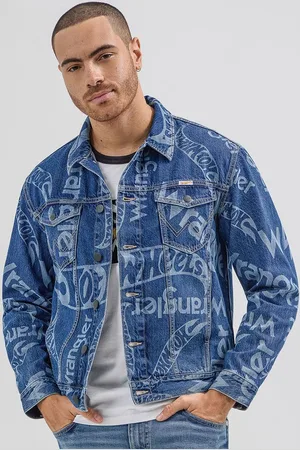 Wrangler Men Typography Printed Cotton Denim Jacket