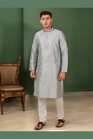 TATTVA Ethnic Motif Woven Design Jacquard Regular Kurta with Pyjamas