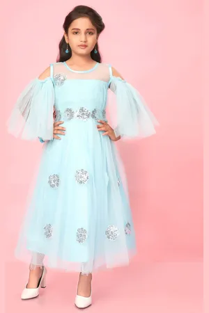 BAESD Girls Cold-Shoulder Net Maxi Dress