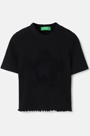 Benetton Girls Solid Round Neck Top