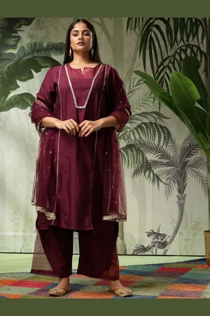 Bani Women Plus Size Regular Gotta Patti Straight Kurta with Palazzos & Dupatta