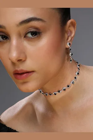 SOHI Silver-Plated Stone Studded Jewellery Set
