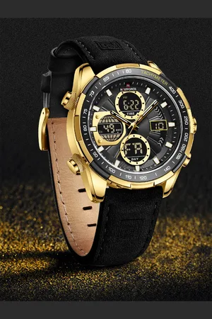 Naviforce Men Dial & Leather Bracelet Style Straps Analogue Multi Function Watch NF9197L GBB