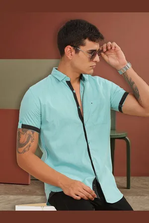 Kuons Avenue Men Smart Spread Collar Solid Cotton Linen Slim Fit Casual Shirt