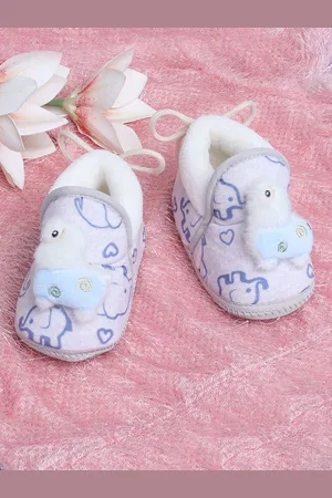 Baby Moo Boys Cotton Soft Slip-On Anti-Skid Plush Warm Booties