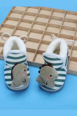 Baby Moo Boys Cotton Soft Slip-On Anti-Skid Plush Warm Booties