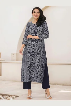 Ishin Bandhani Printed Straight Pure Cotton Kurta with Trousers
