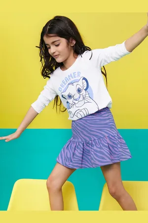 The Souled Store Girls Abstract Printed Mini-Length Pure Cotton Flared Skirt