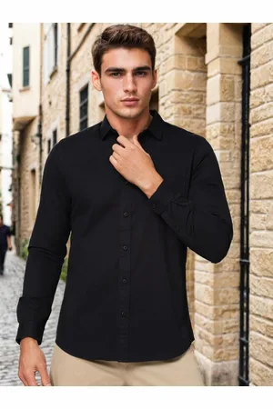 Lee Men Black Slim Fit Cotton Casual Shirt