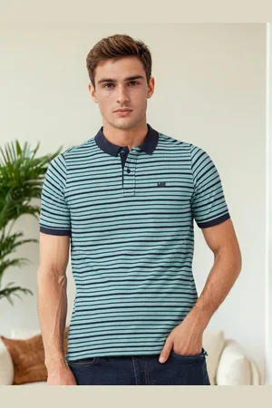Lee Men Green Cotton Printed Polo Collar Slim Fit T-shirt