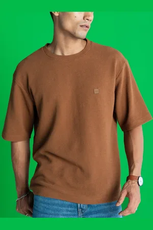 DaMENSCH Statement Waffle Texture Premium Cotton Blend Oversized T Shirt