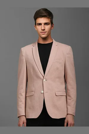 Louis Philippe Self Design Slim-Fit Pure Cotton Single Breasted Blazer