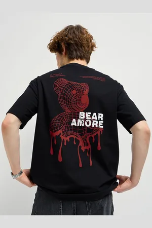 The Bear House Graphic Printed Drop Shoulder Sleeves Cotton Oversized T-shirt