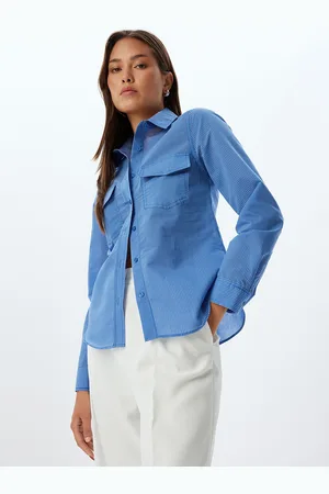Koton Women Spread Collar Solid Cotton Casual Shirt
