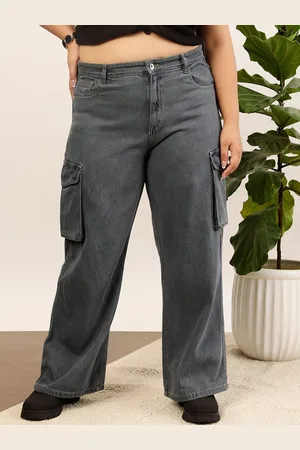 CURVY STREET Women Plus Size Clean Look Wide Leg Denim Jeans