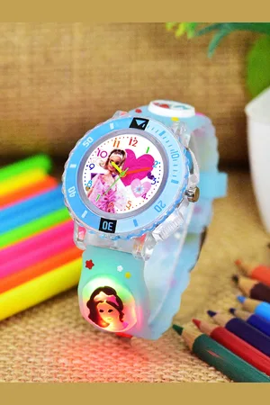 Shocknshop Girls Patterned Dial & Straps Analogue Watch 334 Barbie SkyBlue