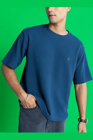 DaMENSCH Statement Waffle Texture Premium Cotton Blend Oversized T Shirt