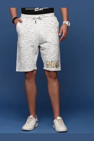 Mast & Harbour Men White Typography Printed Mid-Rise Casual Shorts