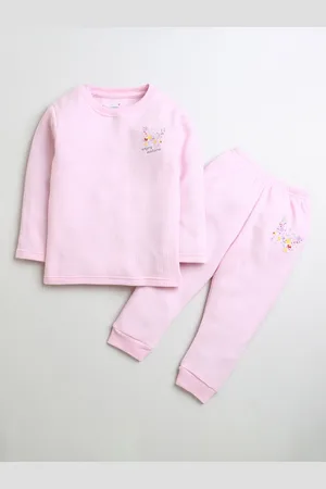 BUMZEE Girls Striped Cotton Thermal Set