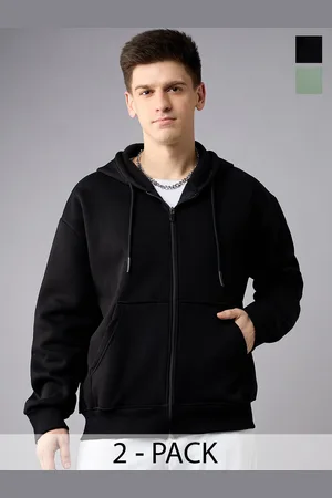 Color Capital Unisex Pack Of 2 Solid Hood Cotton Ribbed Sweatshirts