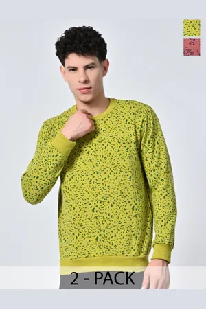 BAESD Men Abstract Printed Round Neck Fleece Pullover Ribbed Sweatshirt