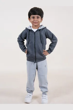 KiddoPanti Boys Solid Hooded Tracksuits