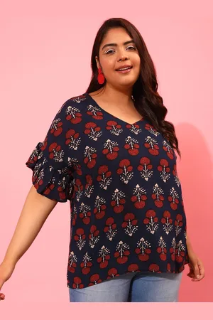 CURVY STREET Women Floral Printed V-Neck Top