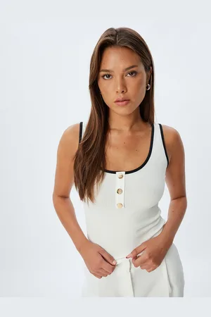 Koton Women Solid Scoop Neck Top