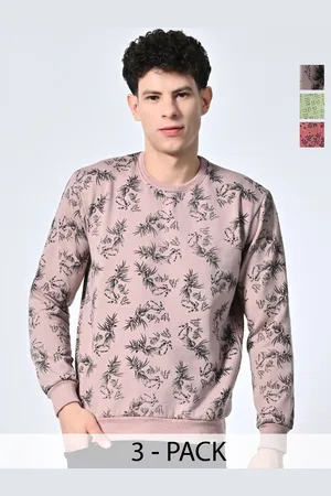 BAESD Men Abstract Printed Round Neck Fleece Pullover Ribbed Sweatshirt