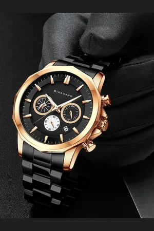 Giordano Men Black Dial & Bracelet Style Straps Analogue Watch GZ-50036-33