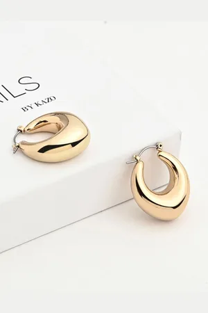 Kazo Gold Plated Contemporary Hoop Earrings