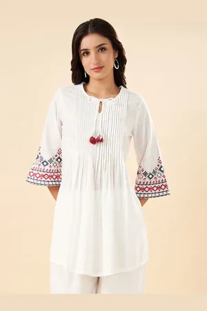 Pantaloons Women Round Neck Cotton Tunic