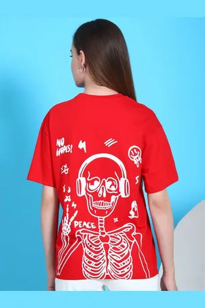 Metronaut Women Graphic Printed Round Neck Cotton Oversized T-shirt