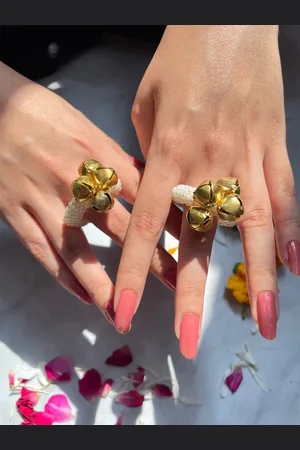 ISHKAARA Set Of 2 Gold-Plated Ghungroo Aarti Ring
