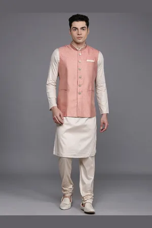 MANU Mandarin Collar Kurta & Churidar With Nehru jacket
