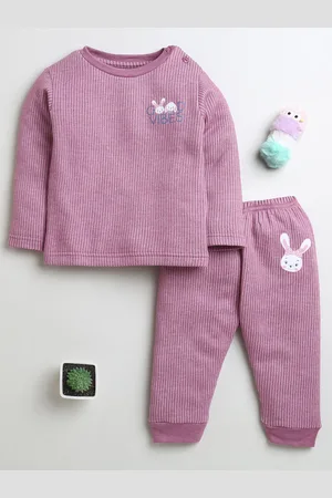 BUMZEE Girls Striped Cotton Thermal Set