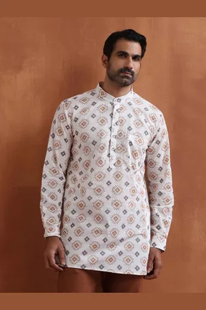 trueBrowns Ethnic Motifs Printed Mandarin Collar Short Kurta