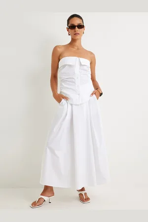 Koton Women Solid Strapless Cotton Top