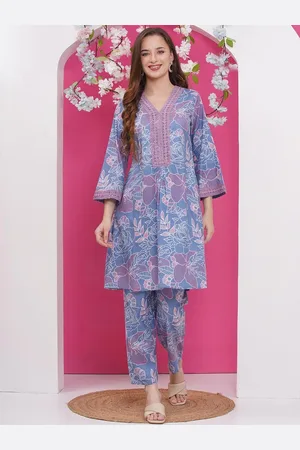 Bhama Couture Women Floral Printed Pleated Kurta with Palazzos