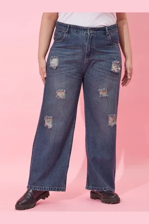 CURVY STREET Women Plus Size Flared High-Rise Highly Distressed Light Fade Jeans