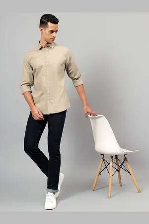 CANTABIL Men Spread Collar Solid Cotton Casual Shirt
