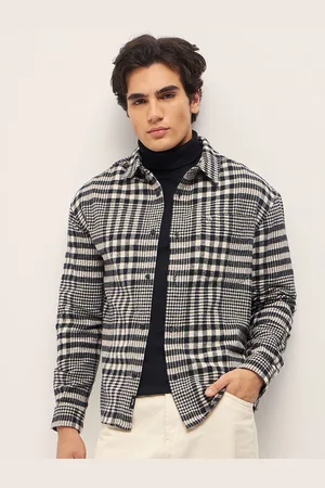 The Bear House Men Spread Collar Tartan Checked Cotton Relaxed Fit Casual Shirt
