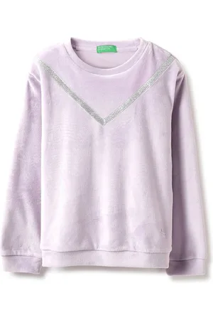 Benetton Girls Solid Round Neck Pullover Sweatshirt