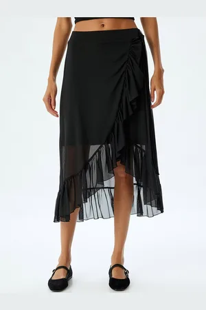 Koton Women Asymmetric Midi Wrap Skirt