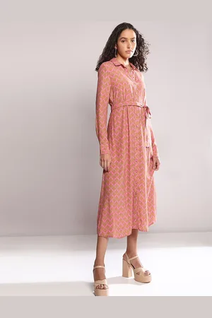 VERO MODA Ethnic Motifs Print Shirt Midi Dress