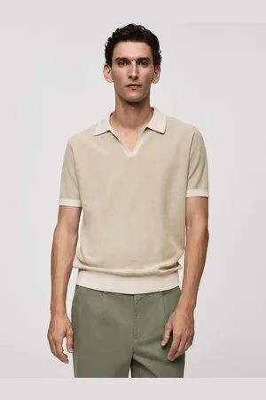 MANGO Textured Polo Collar T-shirt