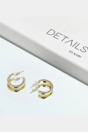 Kazo Gold Plated American Diamond Contemporary Studs Earrings