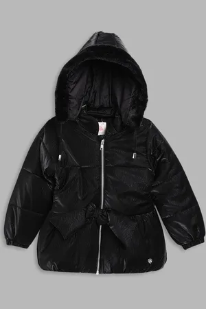 Blue Giraffe Girls Longline Hooded Puffer Jacket