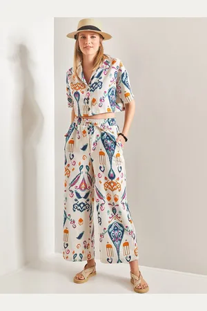 Bianco Lucci Printed Linen Shirt With Trousers