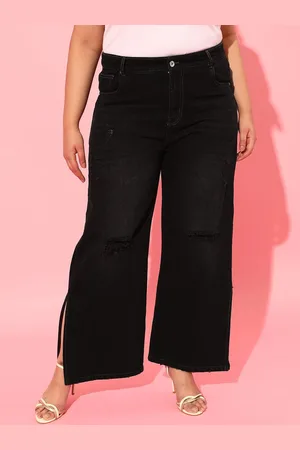 CURVY STREET Women Flared High-Rise Low Distress Jeans
